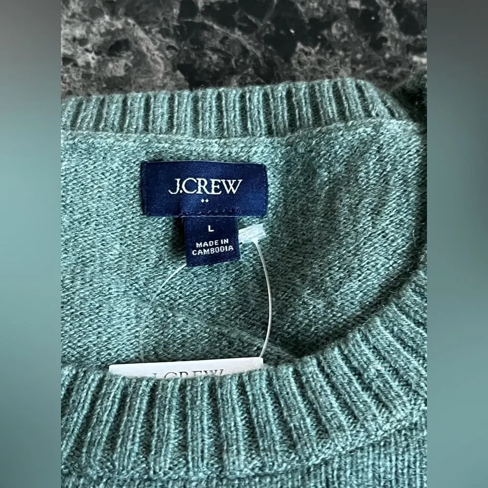 J Crew Men's Crewneck Sweater Supersoft Lambswool Blend Raglan Winter Green